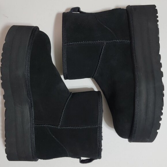 NEW UGG Classic Mini Platform Boots Womens 9 Suede Cozy Fur Whimsygoth Winter - Picture 2 of 10